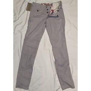 INCOTEX Seersucker Pants Mens 29 Cotton‎ Linen Paint Splatter Striped Skin Fit